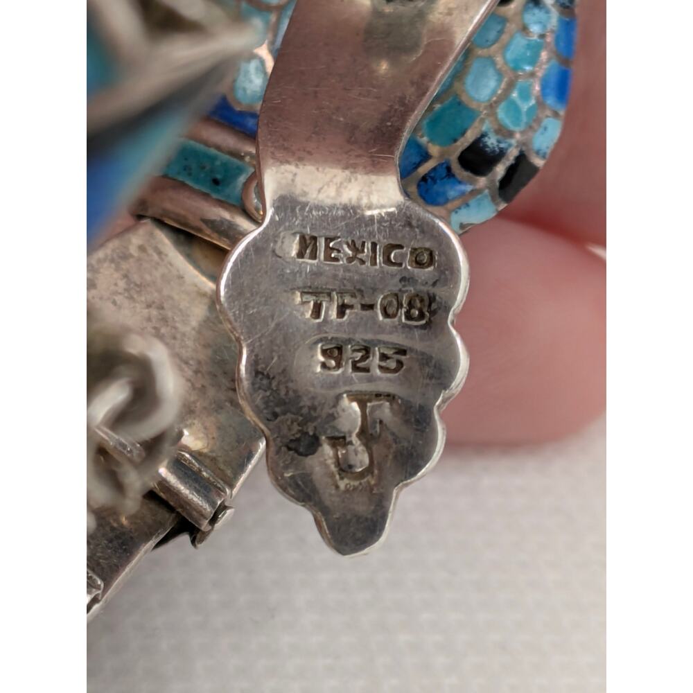 Margot de Taxco/Jeronimo Fuentes Sterling Blue Enamel Snake Necklace & Bracelet - Picture 4 of 12